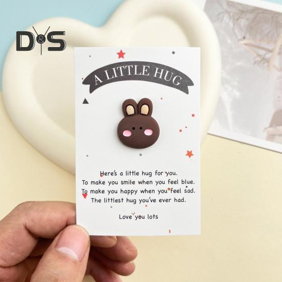 Pocket Hug Rabbit Card Little Pocket Bunny Ornament with Positive Card Pocket Hug Token Inspirational Bunny Card for Family Friends Employee