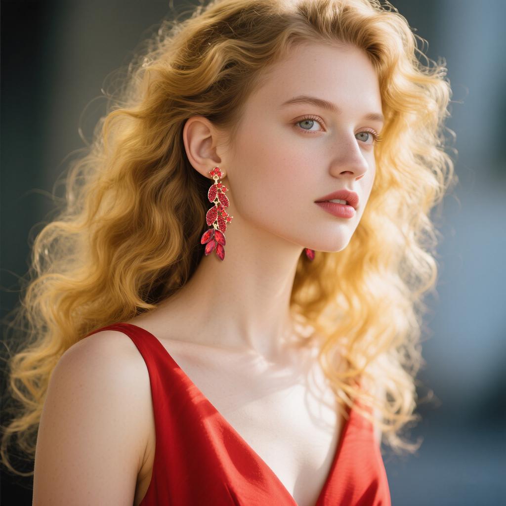 Exquisite Leaf-shaped Fashion Earrings  Forest-style Sweettrendy Earrings  Super Sparkling Elegant Earrings