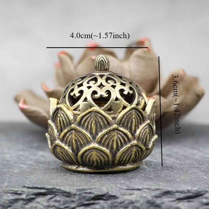 1PC Metal Lotus Cone Incense Burner, Portable Aromatherapy Holder for Home Car Altar Table, Mini Asian Zen Decor Meditation Gift