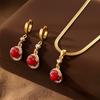 Chinese-style Red Bead Blade Chain Earring and Necklace Set Niche Everyday Versatile Jewelry