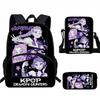 Hunters Demon Kpop Child School Backpack Set Breathable Fabric Primary Students