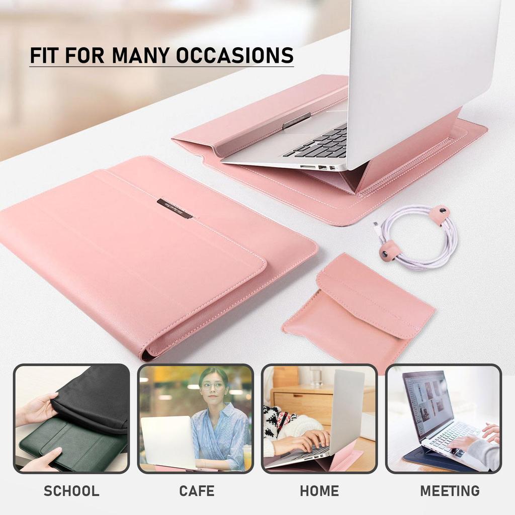 13/14 Inch 3 In1 Laptop Sleeve Case Waterproof PVC Foldable Stand Wrist Rest Protective Notebook