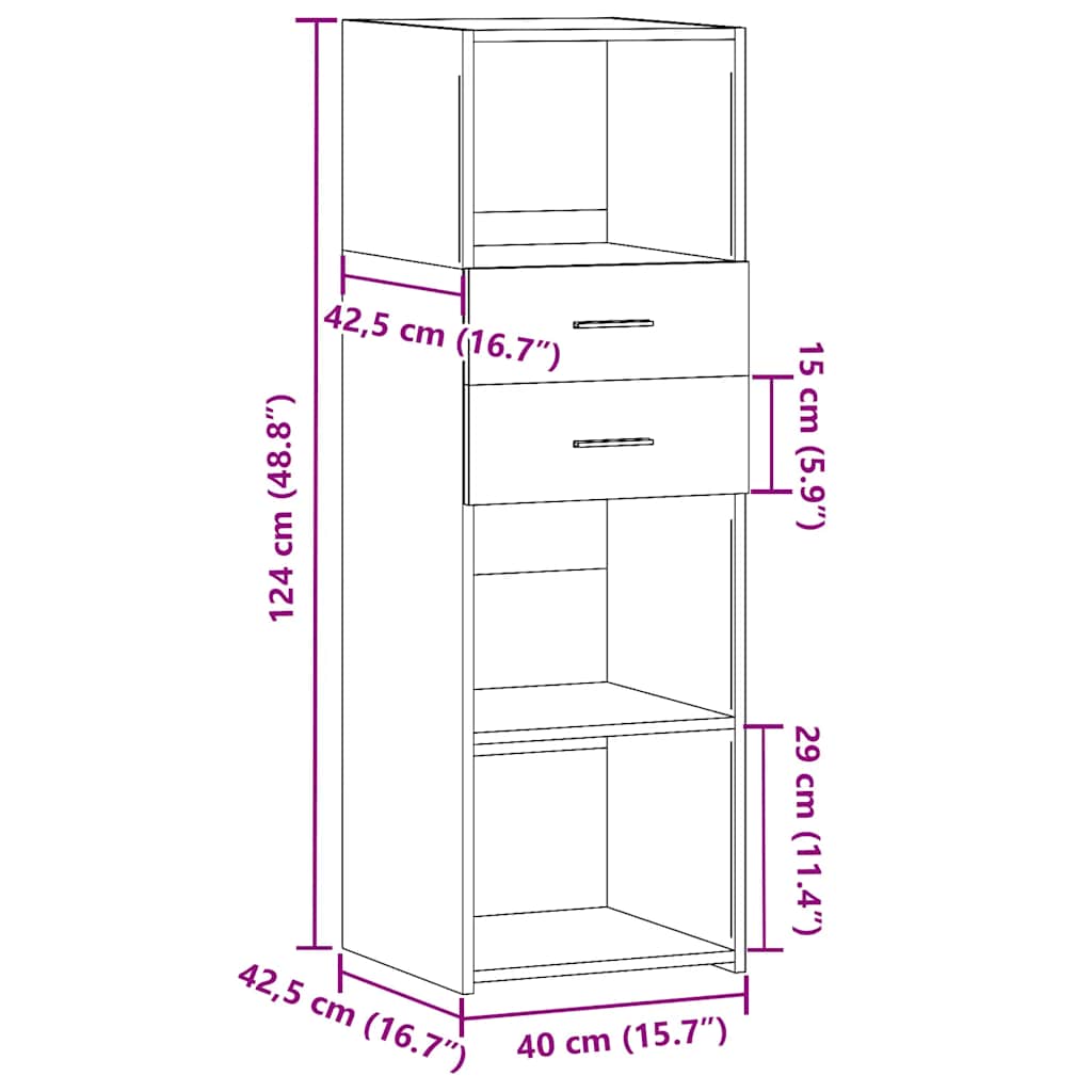 Highboard White 40 x 42.5 x 124 cm Particleboard