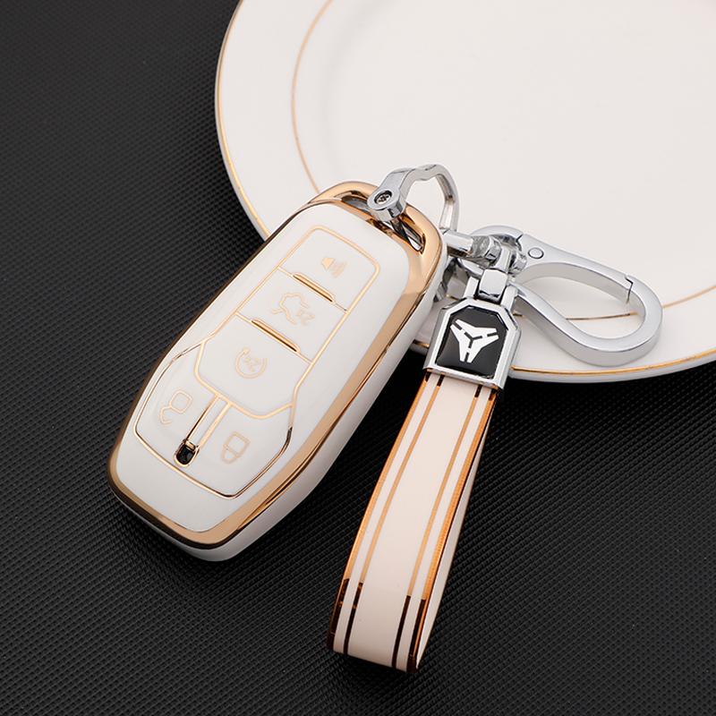 Car Key Cover Case for Ford Fusion Mondeo Mustang F-150 Explorer Edge 2015 2016 2017 2018 Car Styling Key Protection Keychain