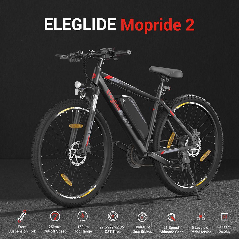 Eleglide Eleglide Mopride 2 29" Preto Plugue EU Step-Over 36V18Ah 250W Bicicleta Elétrica