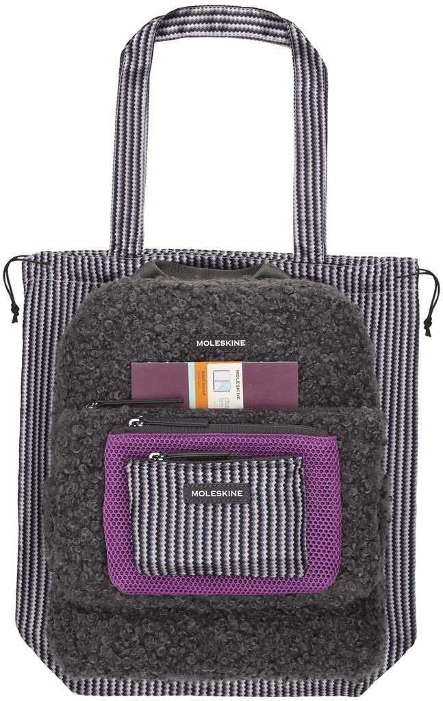 Moleskine Textile Backpack with Storage for Free Size Women's 4-Piece 13-Inch PC, ET22FLBK3A1, Gray,