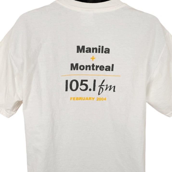 

Vintage Montreal Radio 100% Cotton T-shirt Mens Tees Top Mens Size Large White Y2K 105.1 FM Manila M