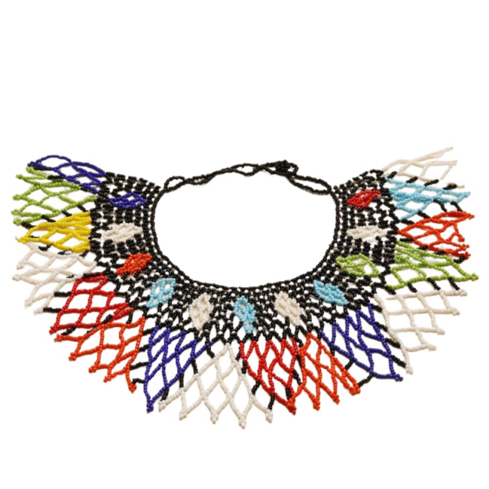 Ethnic Style Bead Chunky Necklace Bohemian Mesh Bib Collar Woven Choker Necklace Women Jewelry