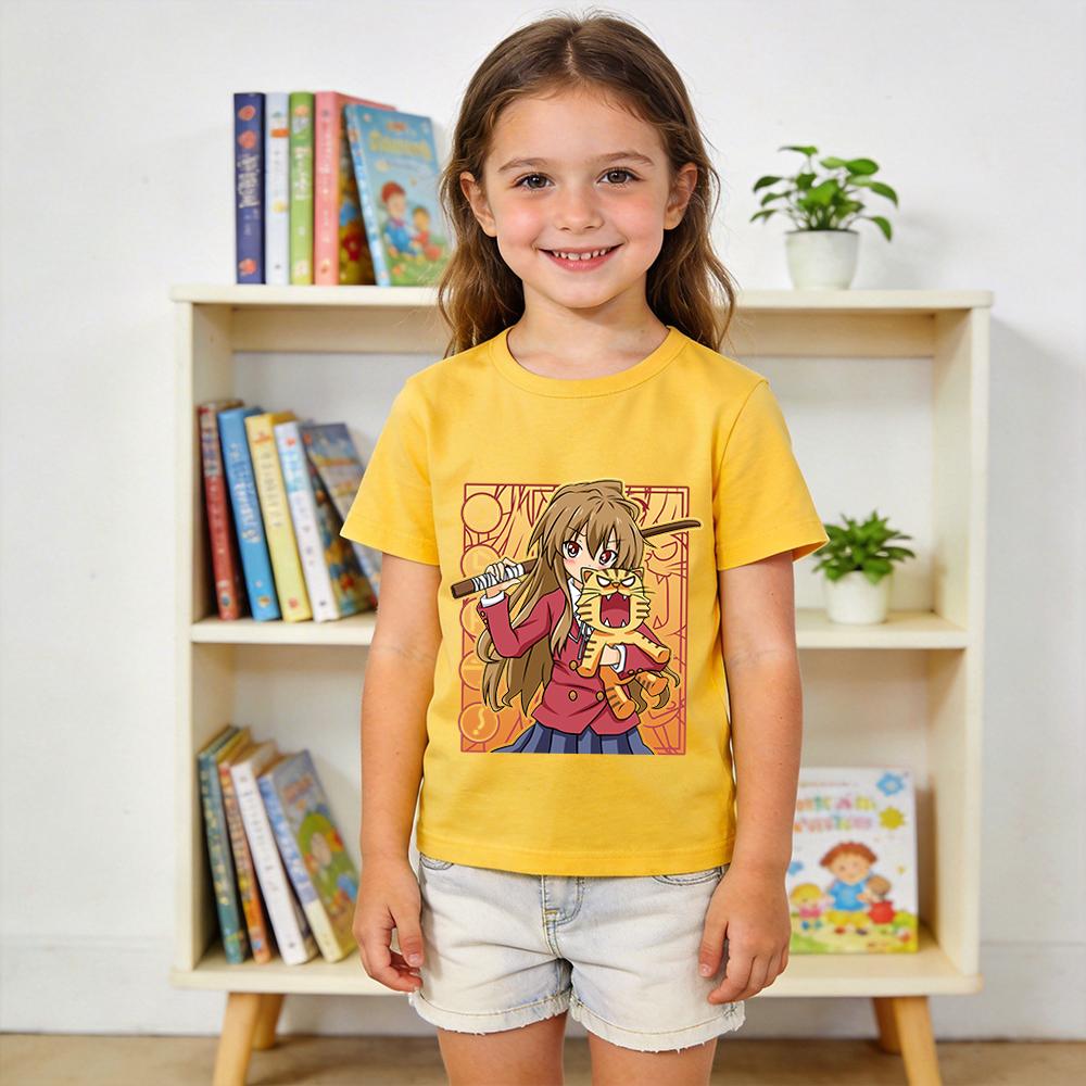 Toradora Aisaka Taiga Anime Print Cotton T Shirts for Boys Girls Kids Short Sleeve Summer Casual Top