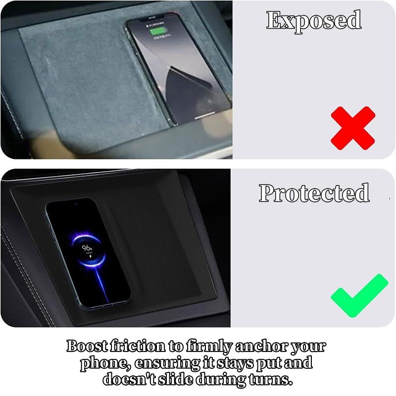 For Tesla Model Y Juniper 2025 Center Console Wireless Charging Silicone Mat Car Phone Anti-Slip Protector Pad Car Accessories