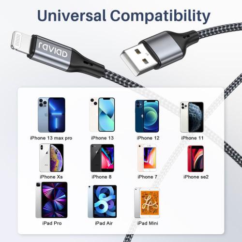 RAVIAD iPhone Charging Cable [3M/MFi Certified] Lightning Cable Fast Charging Data Transfer High Durability Disconnection Prevention iPhone 13/13 Pro/