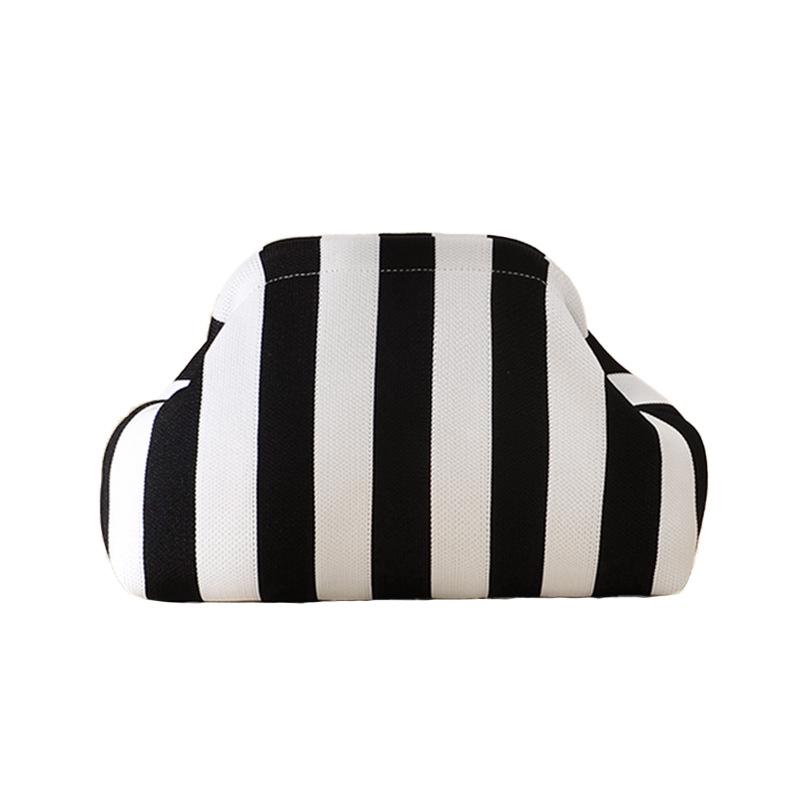 Pochette a Maglia Rigata - Borsa da Giorno Capiente per Trucco e Oggetti Essenziali