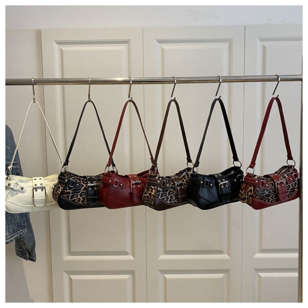 Fashion PU Shoulder Bags Large Capacity Retro Messenger Bag Leopard Print Underarm Bag Women Daily Use