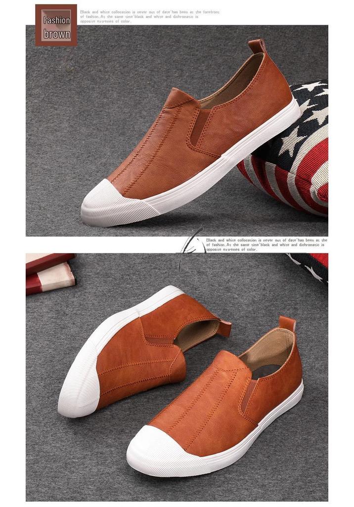2026 Spring Men's Casual Trendy Leather Slip-On Low-Top Shoes