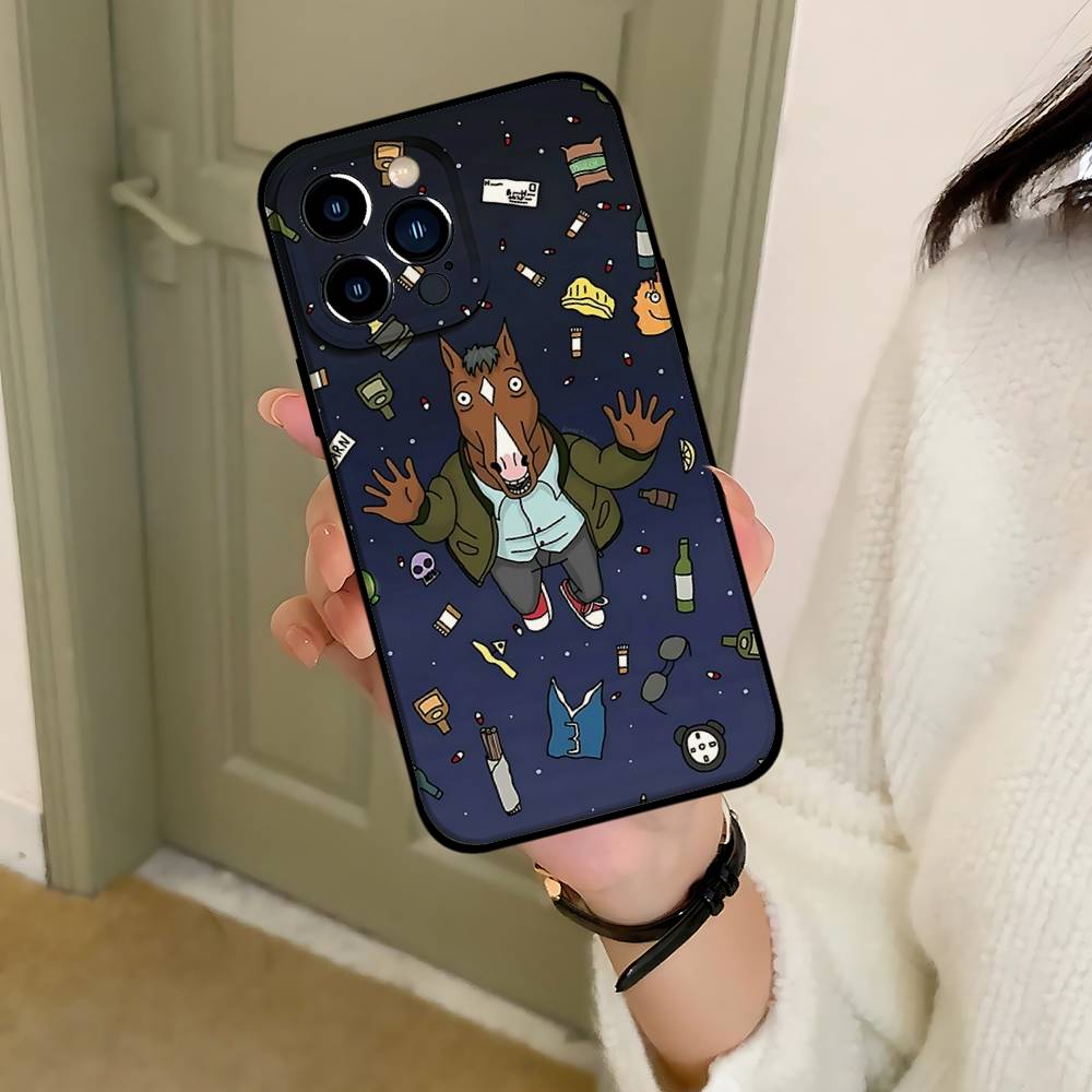 Cartoon B-BoJacks Horsemans Phone Case Black That Fits For IPhone 17,16,15,11,13,14 Pro Max,Plus,X,Xr,Xs Max,13Mini