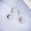 925 Silver Earrings Colorful Oval Gemstone Earrings Charm Hoop Earrings for Women Big Circle Fashion Silver Jewelry