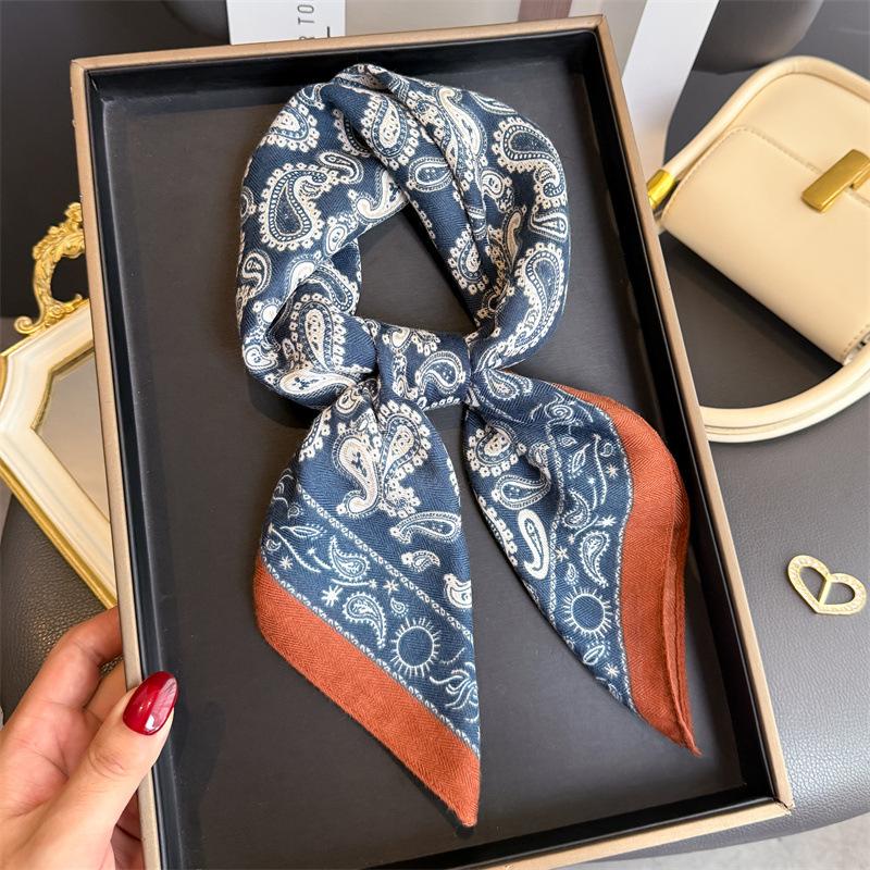 Luxury Brand Linen-Cotton Print Square Scarf Women Neck Tie Female Hair Bandana Headkerchief Shawl Wrap Hijab Echarpe