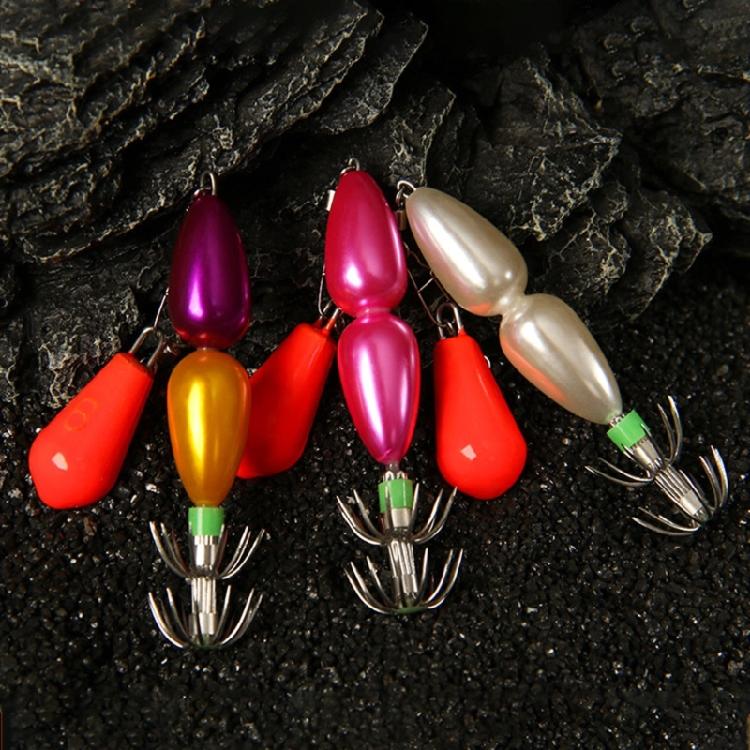 Umbrella Hook Cuttlefish Sleeve Fishing Hook Double Layer Squid Hook with Colorful Beads Swivels Sea Fishing Accessories