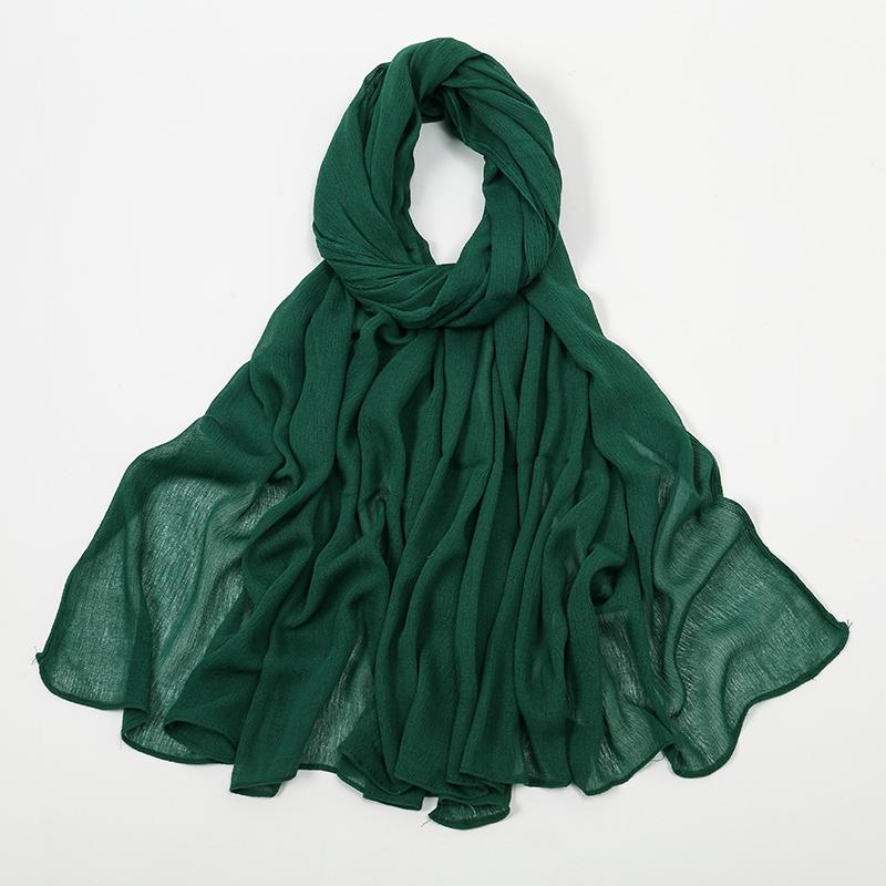 Crinkle Muslim Women Hijab Wrinkle Rayon Headscarf Solid Color Women's Turban Plain Viscose Cotton Musulman Femme Shawl Ramanda