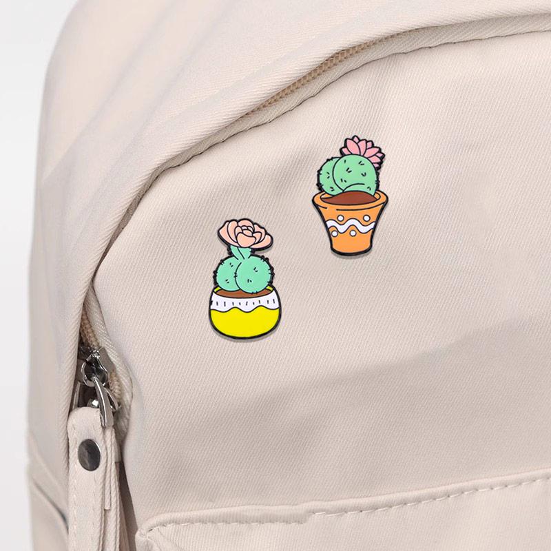 4 Styles Sexy Buttocks Cactus Potted Enamel Brooches Creative Ass Potting Plant Flower Pins For Backpack Clothes Jewlery