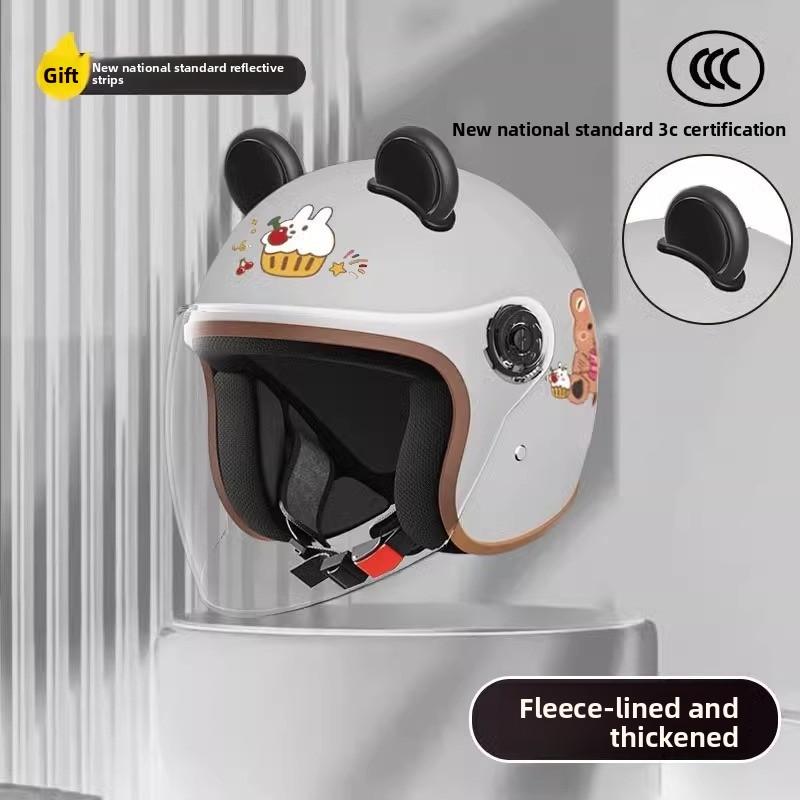 Women's Electric Vehicle Helmet Winter Thermal Helmet Double Four-season Universal Battery Motorcycle Half Helmet