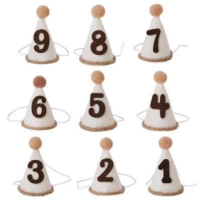 Numbered Soft Felt Party Hat 12X8CM Plush Ball Birthday Hat For Birthday Decorations Wedding Baby Showers Celebration