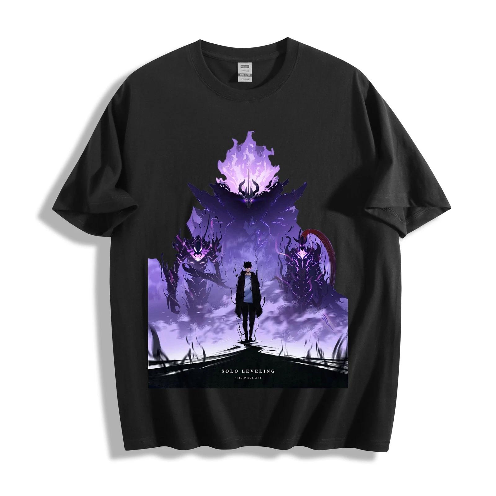 Solo Leveling Sung Jinwoo & Shadows T-Shirt - Dark Fantasy Design Unisex Tee M