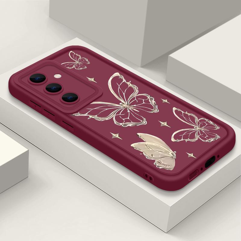 For Samsung S25 Ultra S24 FE S23 S22 A56 A36 A55 A16 A15 A35 Case Butterfly Print Soft Silicone Shockproof Lens Protection TPU Matte Phone Cover