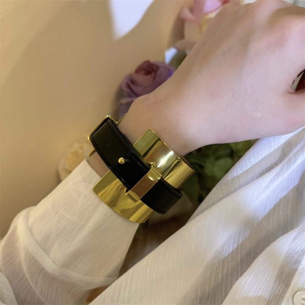 

Armlet Belt Buckle Leather Bracelet Golden Women Open Bangle Festival Gifts