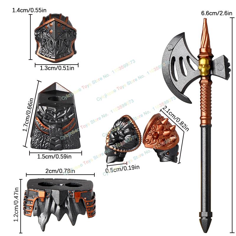 

S124-127 MOC Средневековый Рыцарь Конструктор Тяжеловооружённый Рыцарь Креативный DIY Оружие Аксессуары Экшн-фигурки Развивающие Игрушки