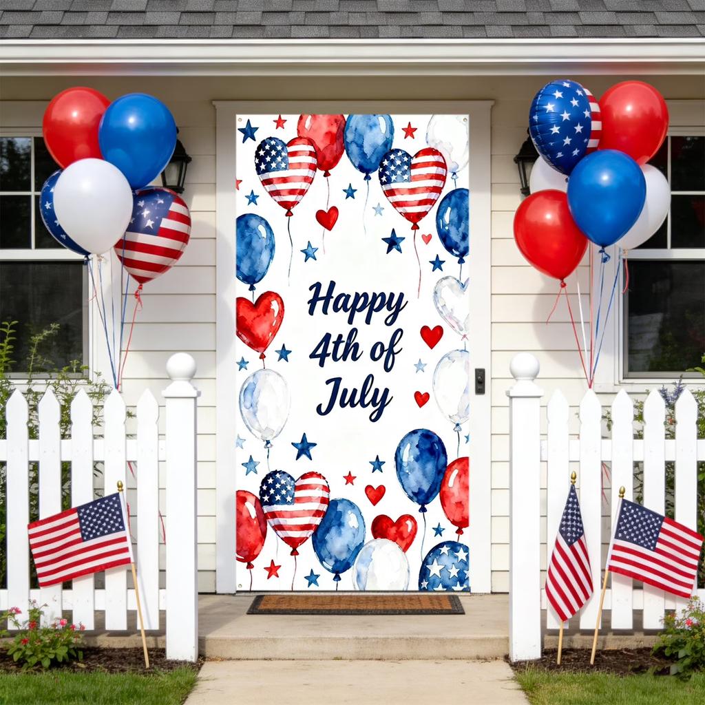 Independence Day Balloon Print Decorative Towel Soft Absorbent Microfiber Fabric for Home Kitchen Bath Use Fourth of July Theme