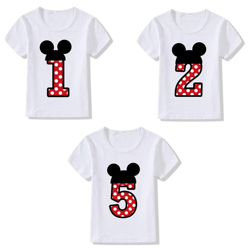 

Дисней Мультфильм Микки Маус Номера 1-9 Принт Дети День Рождения Футболка Белый Свободный Лето Короткий Рукав Женщины Y2K Топ Мальчик Рубашки