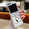 For Samsung Galaxy Z Flip6 Flip5 Flip4 Flip3 Shockproof Cartoon Panda Patterned 3PCS Foldable Hard Pc Clear Case Cover