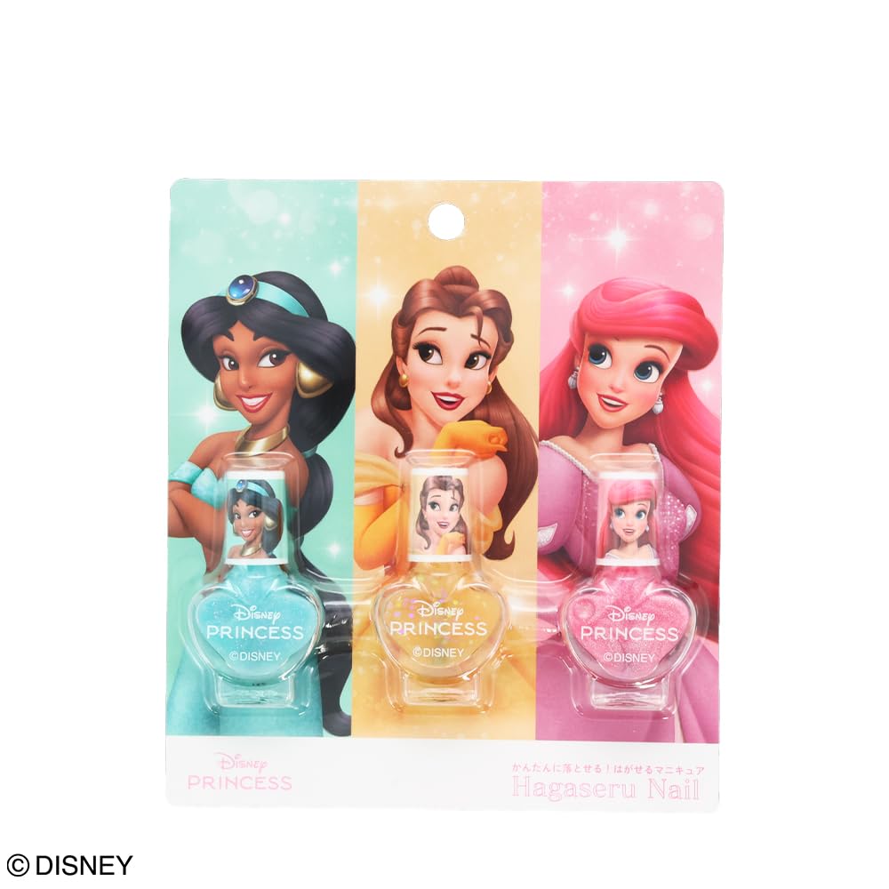 Shobido Disney Princess Nail Polish Set of 3 Princess Cosmetics Series Disney Peel-Off (Disney B) Kids'