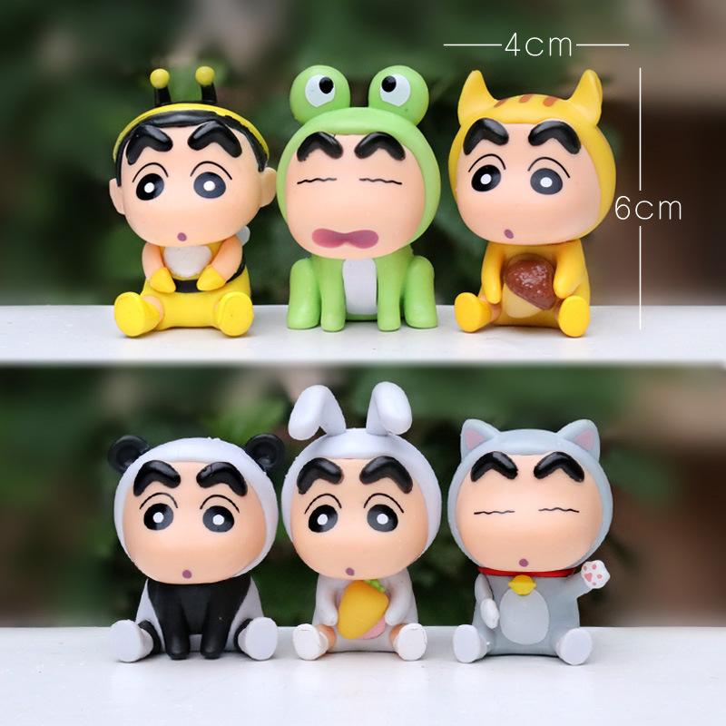 6 teile/satz Anime Crayon ShinChan Figuren 6cm Nohara Shinnosuke Action Figur Tier Serie PVC Modell Desktop Ornamente Kinder Geschenk