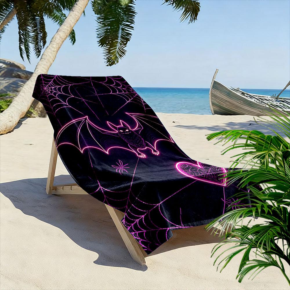 Glowing bat and webs Print beach towel, quick drying, suitable for travel, outdoor sports, jogging, the beach and swimming, gift