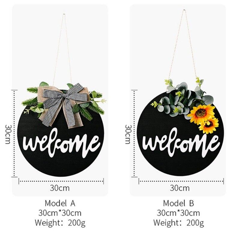 Wooden Welcome Doorplate Decoration Wreath Door Decoration Welcome