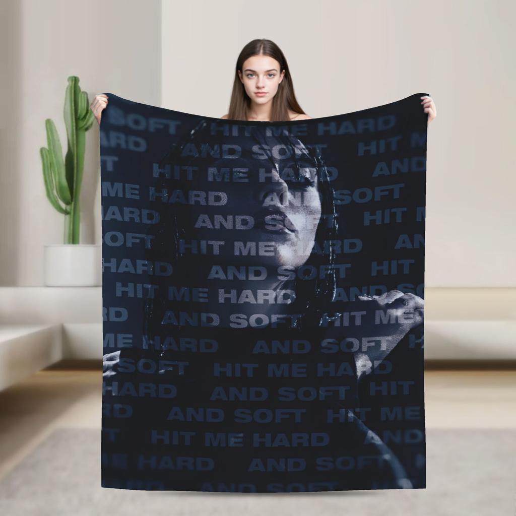 2025 Hit Me Hard And Soft Warm Soft Blanket Singer E-eilishes Tour Picnic Plush Throw Blanket Bed Flannel Bedspread Sofa Bed