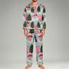 Men's Pajama Set Long Sleeve Button-Down Top and Pants Set for Home Sleepwear