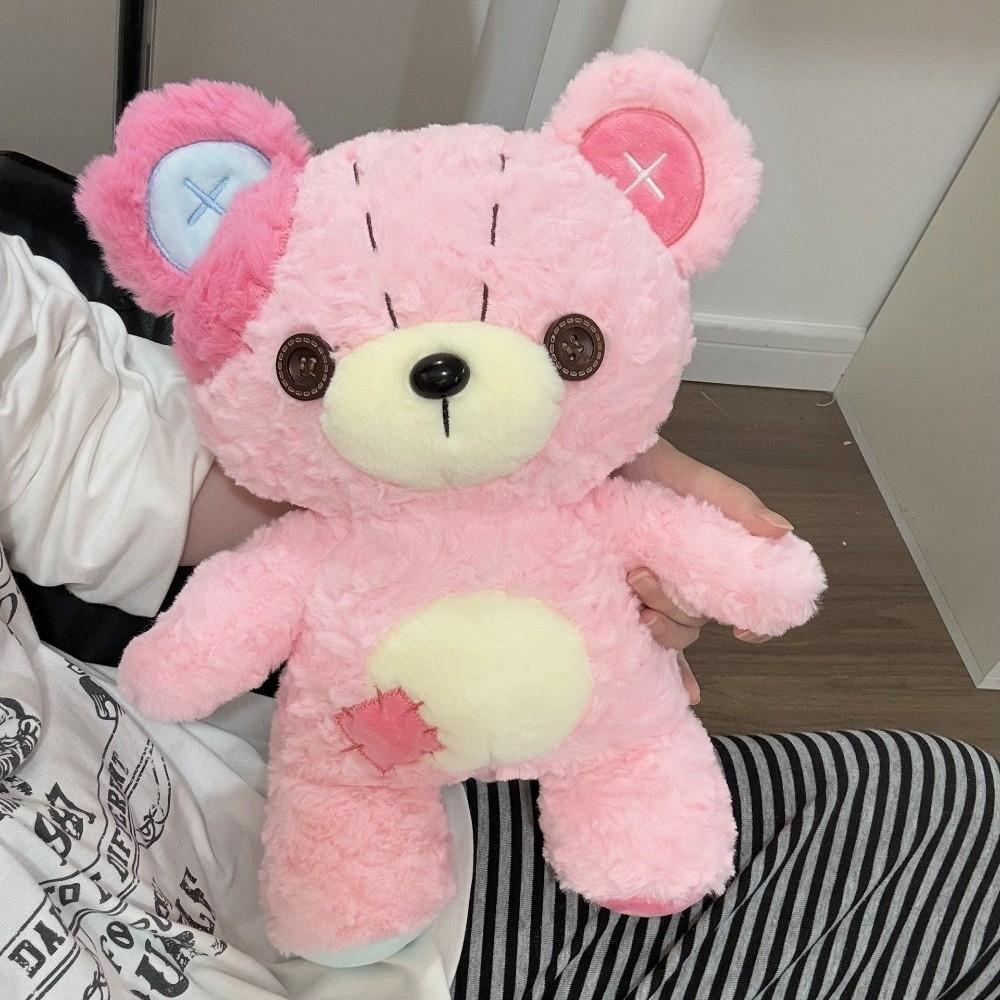 Stitched Button Ear Bear Plush Toy Soft Bear Stuffed Doll Kawaii Button Bear Plush Doll Companion