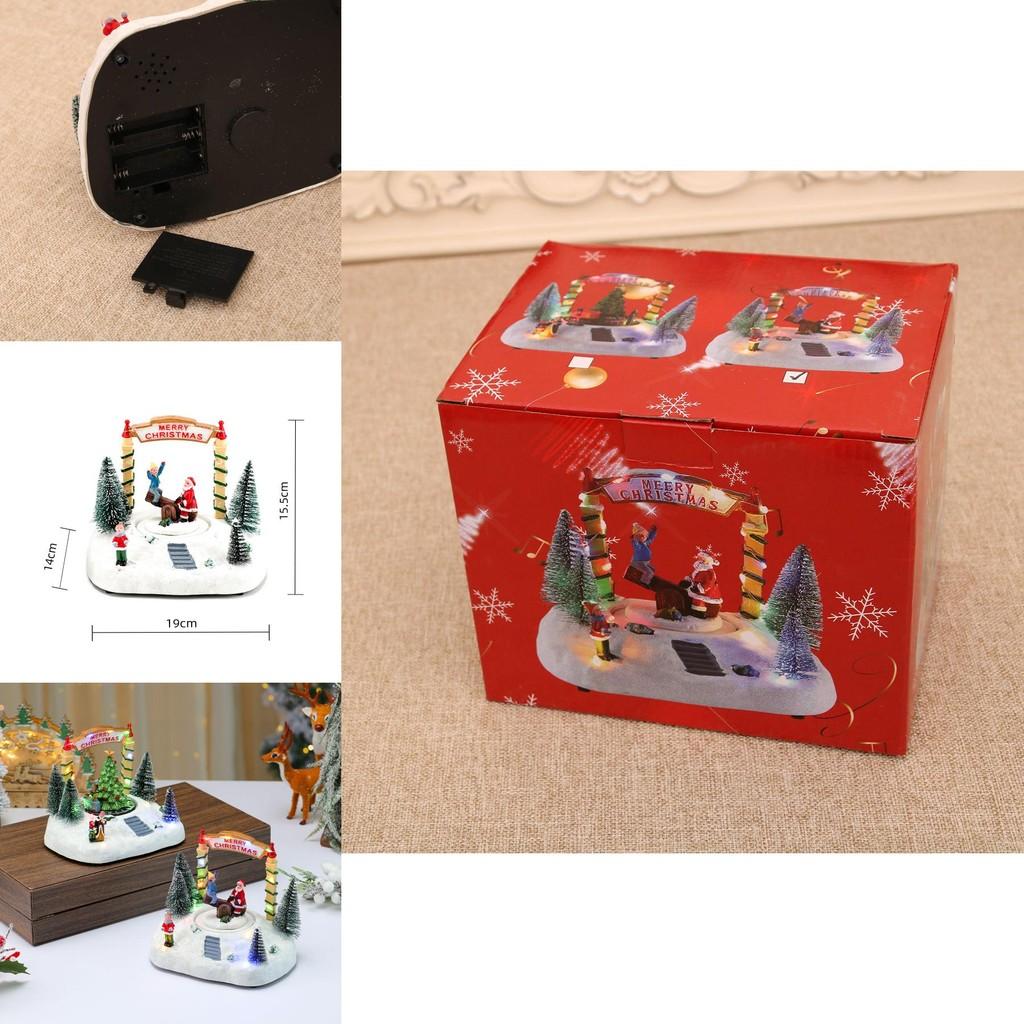 Harz-Drehwippen-Spieluhr Schneeszene Mit Weihnachtsdekoration Für Feiertagsgeschenke Und Schmuckpräsentation