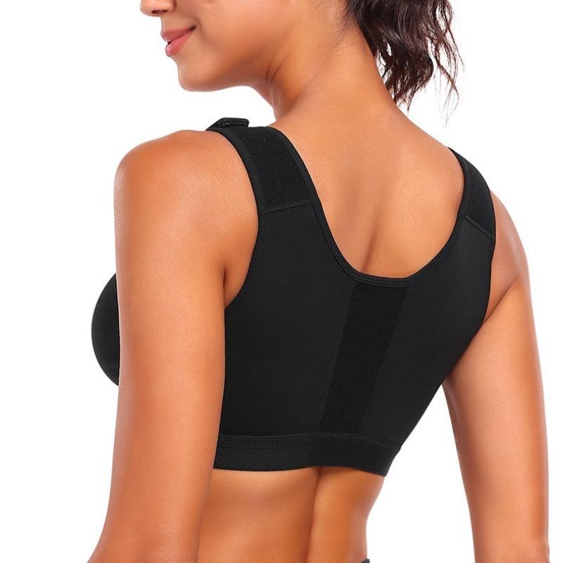 Sports Wire-Free Bra with Large Cup and Front Zipper