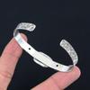 Birthday Gift For Her Natural Rose Quartz Gemstone Bangle Adjustable 925 Silver