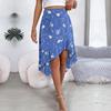 Women's Spring Summer Flower Asymmetric Ruffle Edge High Waist Chic Skirts