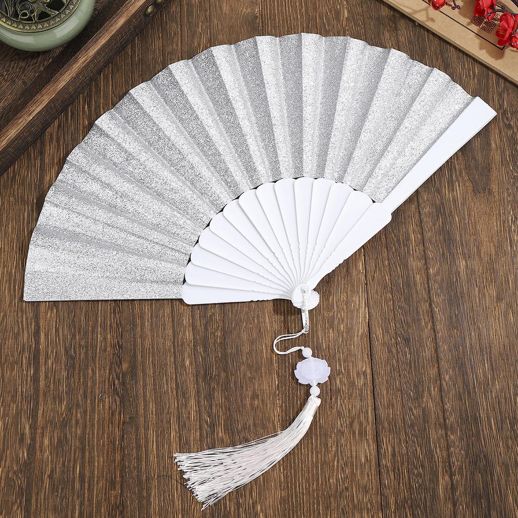 Glitter Plastic Fan Lightweight Decorative Folding Fan Portable Handheld Fan Vibrant For Party Concert Festival