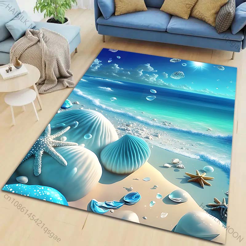 

New product Beach shells and starfish Carpet for Living Room Bedroom Bedside Floor Mat Cloakroom Children Playing Mat Area Rug 40cm x 60cm