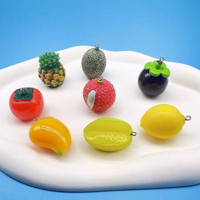 3D Resin Fruit Keychain Pendant: Lychee & Lemon DIY Jewelry Accessories