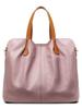 Luxury Genuine Leather Color-Block Mother-Daughter Tote: High-Capacity Crossbody Handbag for Women