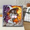 Halloween Witch Decoration Resin Sexy Witch Art Slate Tabletop Witch Sculpture with Pumpkin Bat And Spooky Trees for Home Desk Mantel Cabinet