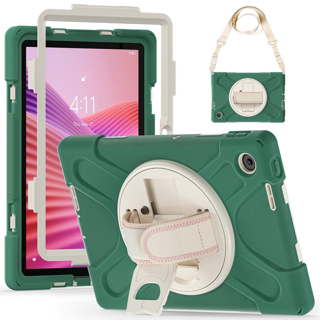 For Lenovo Tab 10.1 (2025) TB311XU/Zhaoyang K10C Kickstand Case TPU PC Silicone Tablet Cover with Shoulder Strap